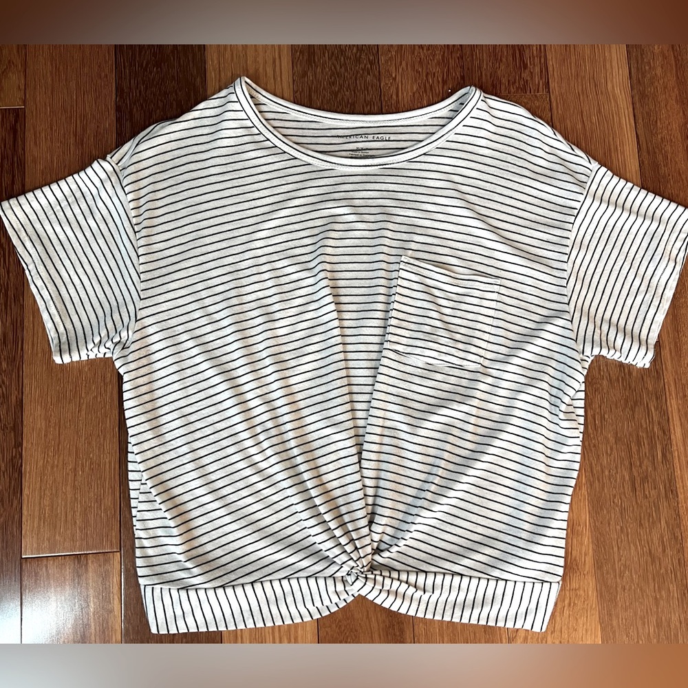 AE striped twist front T-shirt
